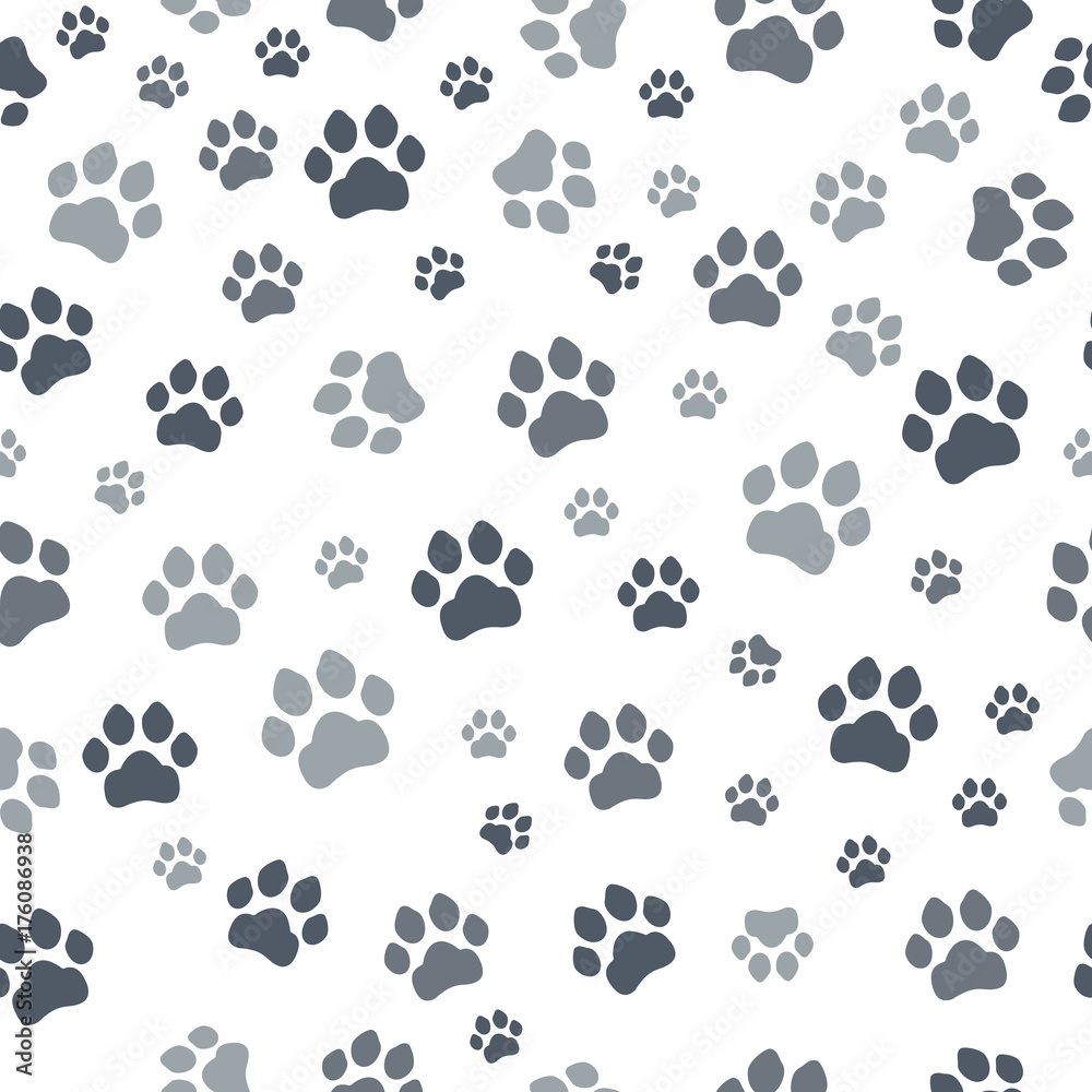 Paw print seamless. Traces of Cat Textile Pattern. Cat footprint seamless pattern. Vector seamless Paw print seamless. Traces of Cat Textile Pattern. Cat footprint seamless pattern. Vector seamless