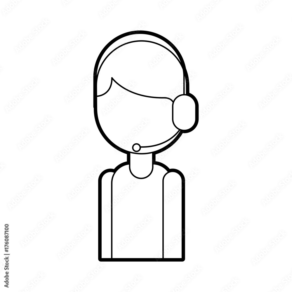 logistic delivery support phone operator in headset icon