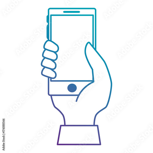 hand user with smartphone device isolated icon