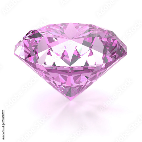 Pink diamond on a white background. 3d render illustration.