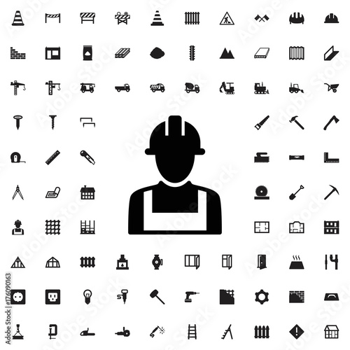 Builder icon. set of filled construction icons.