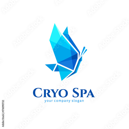 Vector logo design. Ice butterfly sign for cryotherapy