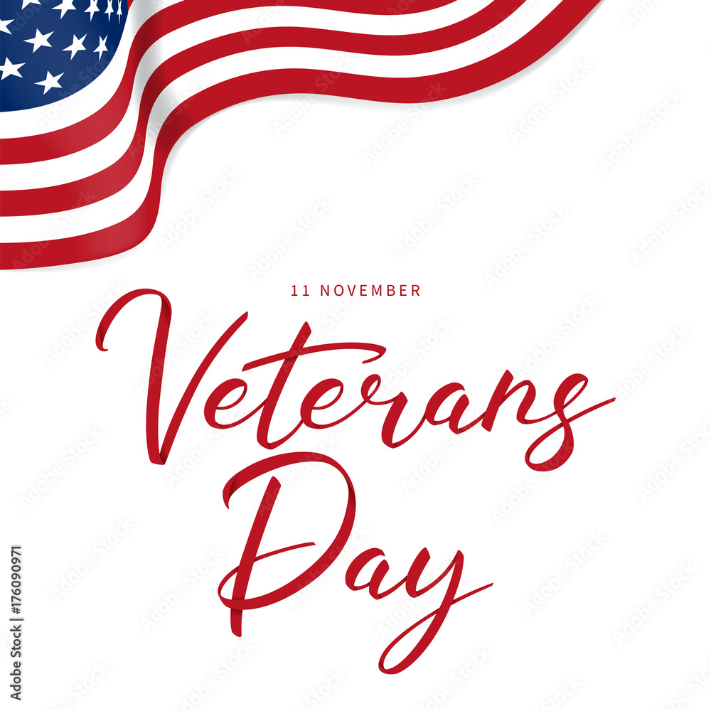 Veterans Day Sale Background. Festive background with waving USA Flag ...