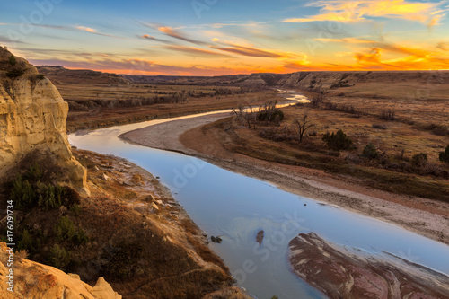 The Little Missouri River cuts through Theodore Roosevelt National Park, North Dakota