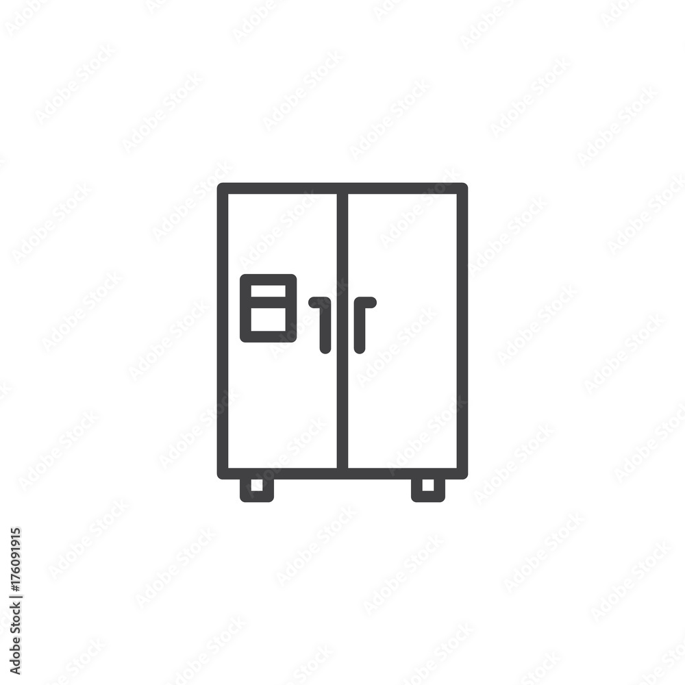 Fridge line icon, outline vector sign, linear style pictogram isolated on white. Big refrigerator symbol, logo illustration. Editable stroke Fridge line icon, outline vector sign, linear style pictogram isolated on white. Big refrigerator symbol, logo illustration. Editable stroke
