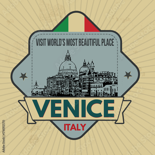Venice vintage emblem on retro style