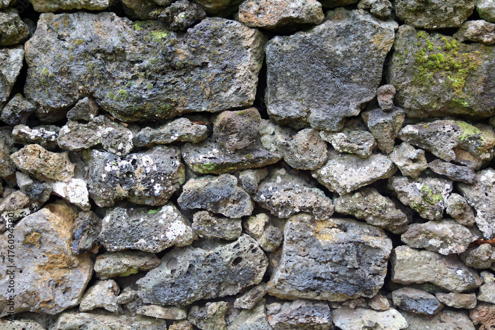 Detail of rocks in a dry stone wall