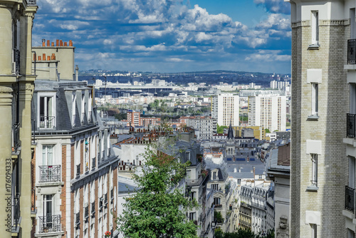 panorama of Montmartre district in Paris France