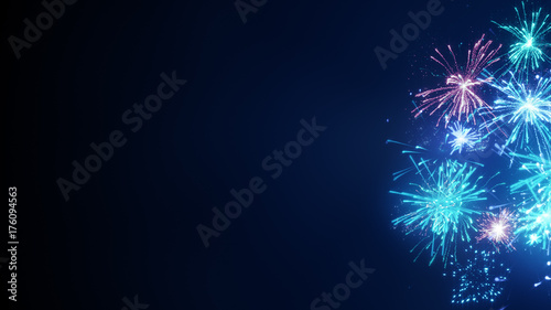 Blue fireworks on edge abst...