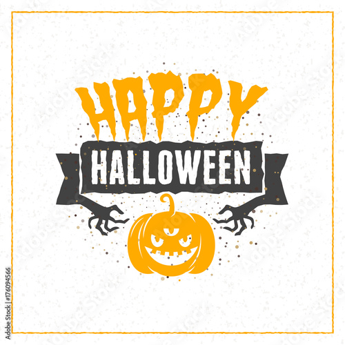 Happy Halloween greeting card. Typography design elements for greeting card or party flyer. Vector illustration