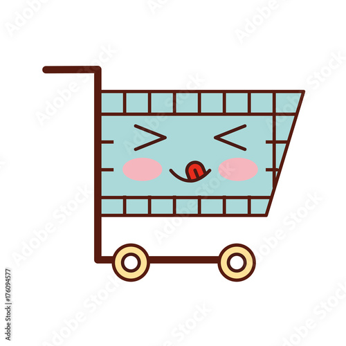 kawaii cart shopping empty supermarket cartoon