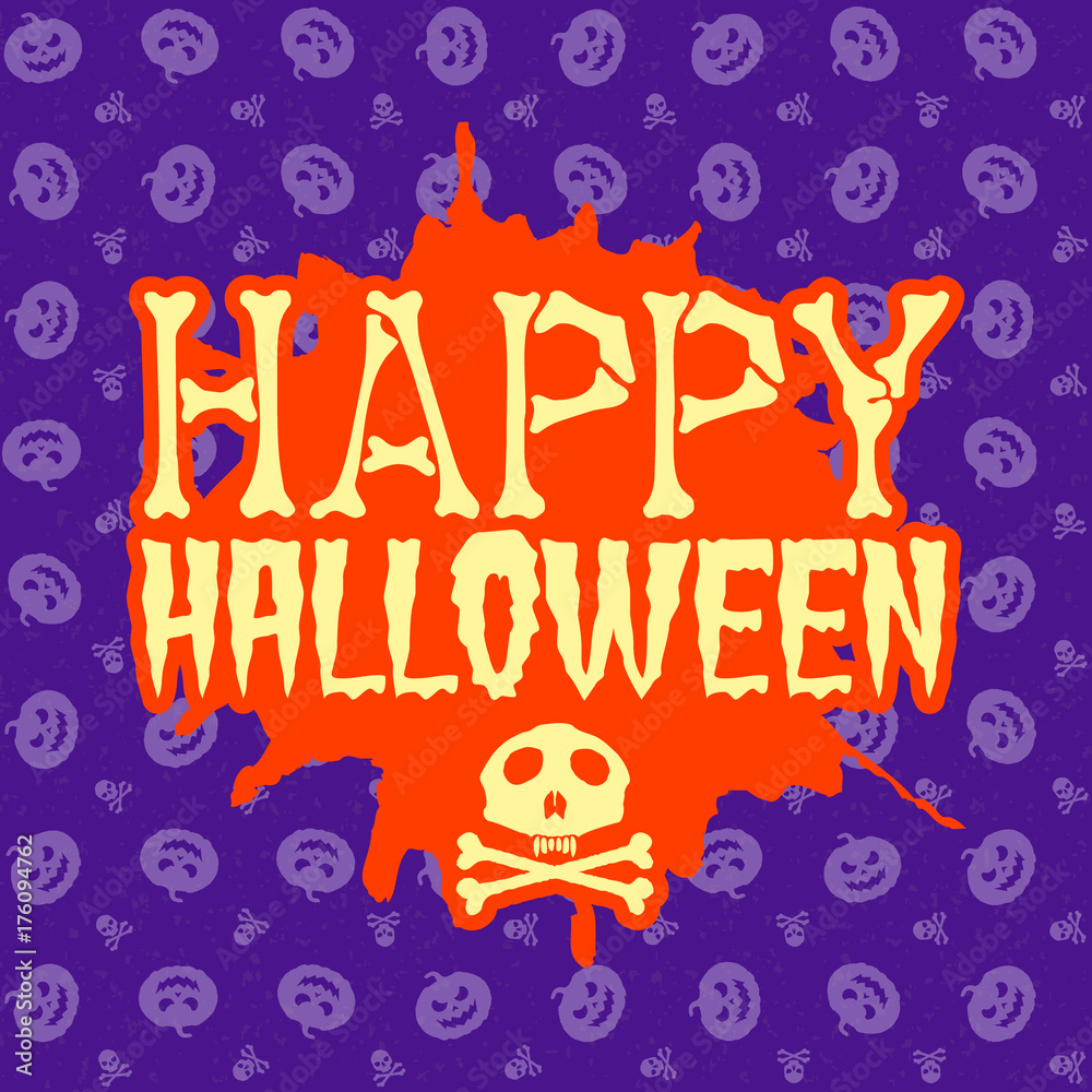 Happy Halloween greeting card. Typography design elements for greeting card or party flyer. Vector illustration