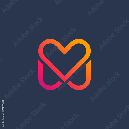 Letter M heart logo icon design template elements