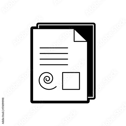 flat line monochromatic  document ove white background  vector illustration