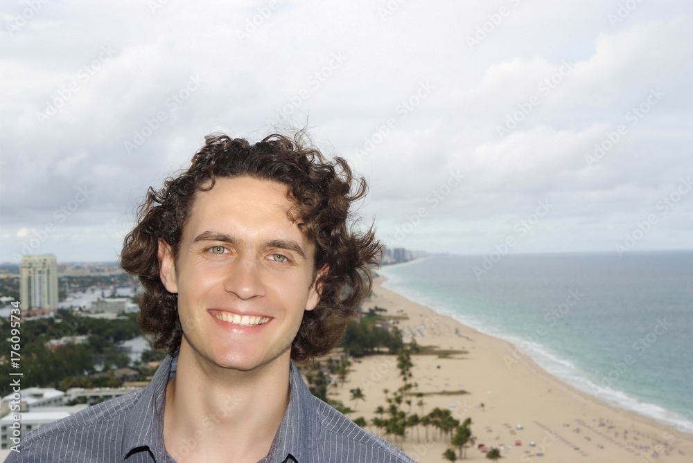 Happy macho and sea beach in Fort Lauderdale, USA Happy macho and sea beach in Fort Lauderdale, USA