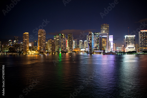 Miami skyline skyscraper at night