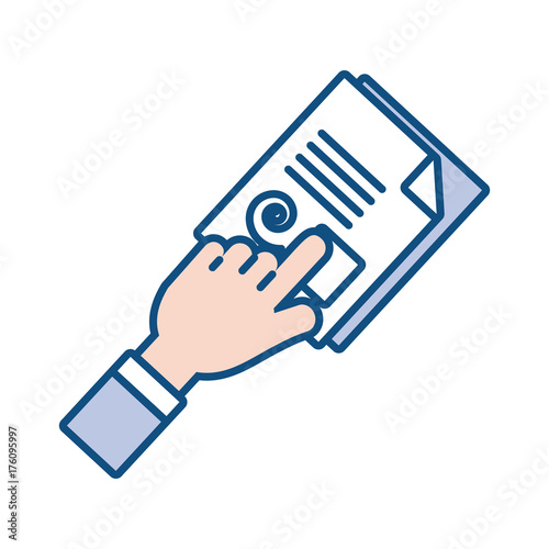 Wallpaper Mural flat line colored  hand  with document  over white  background  vector illustration Torontodigital.ca