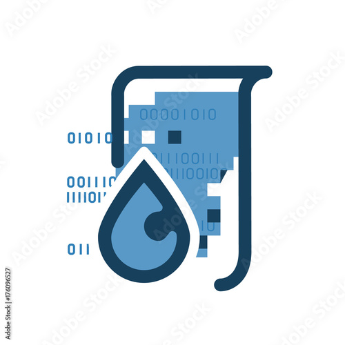 Data leak icon. Information concept. Binary data leak droplet from files technology concept illustration isolated vector. Transparent