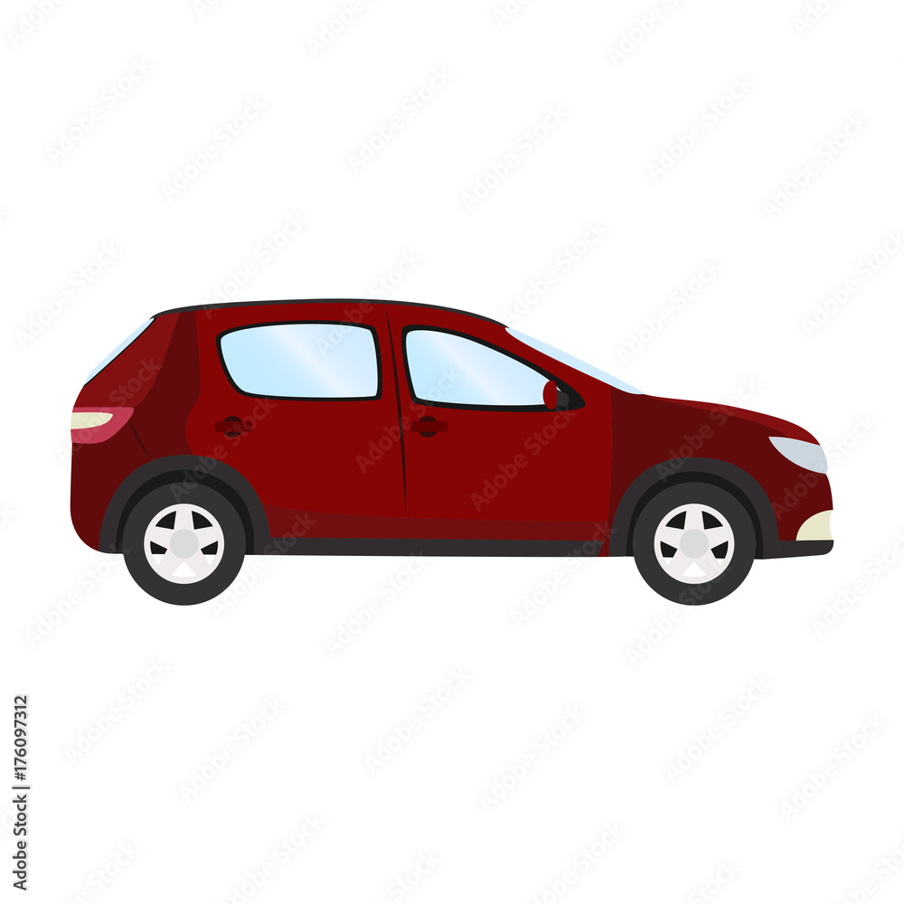 1643392 Car vector template on white background. Business hatchback isolated. red hatchback flat style. side view