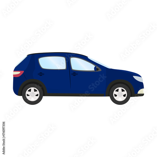 1643394 Car vector template on white background. Business hatchback isolated. blue hatchback flat style. side view