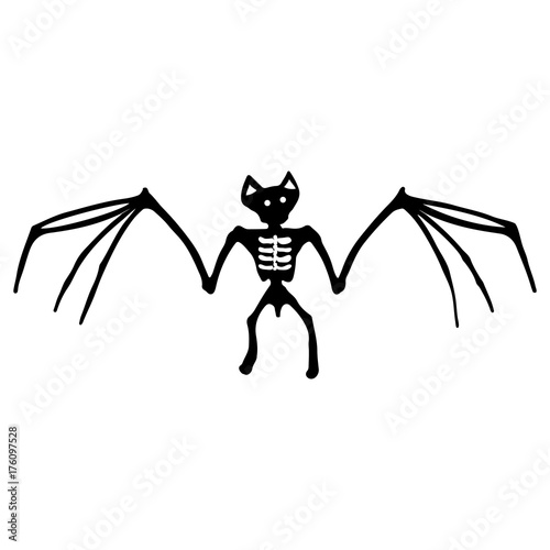 Bat Skeleton Icon Symbol Design. Vector illustration of bat isolated on white background. Halloween graphic.