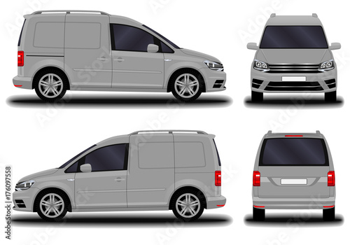 Fototapeta Naklejka Na Ścianę i Meble -  realistic cargo van. front view; side view; back view.