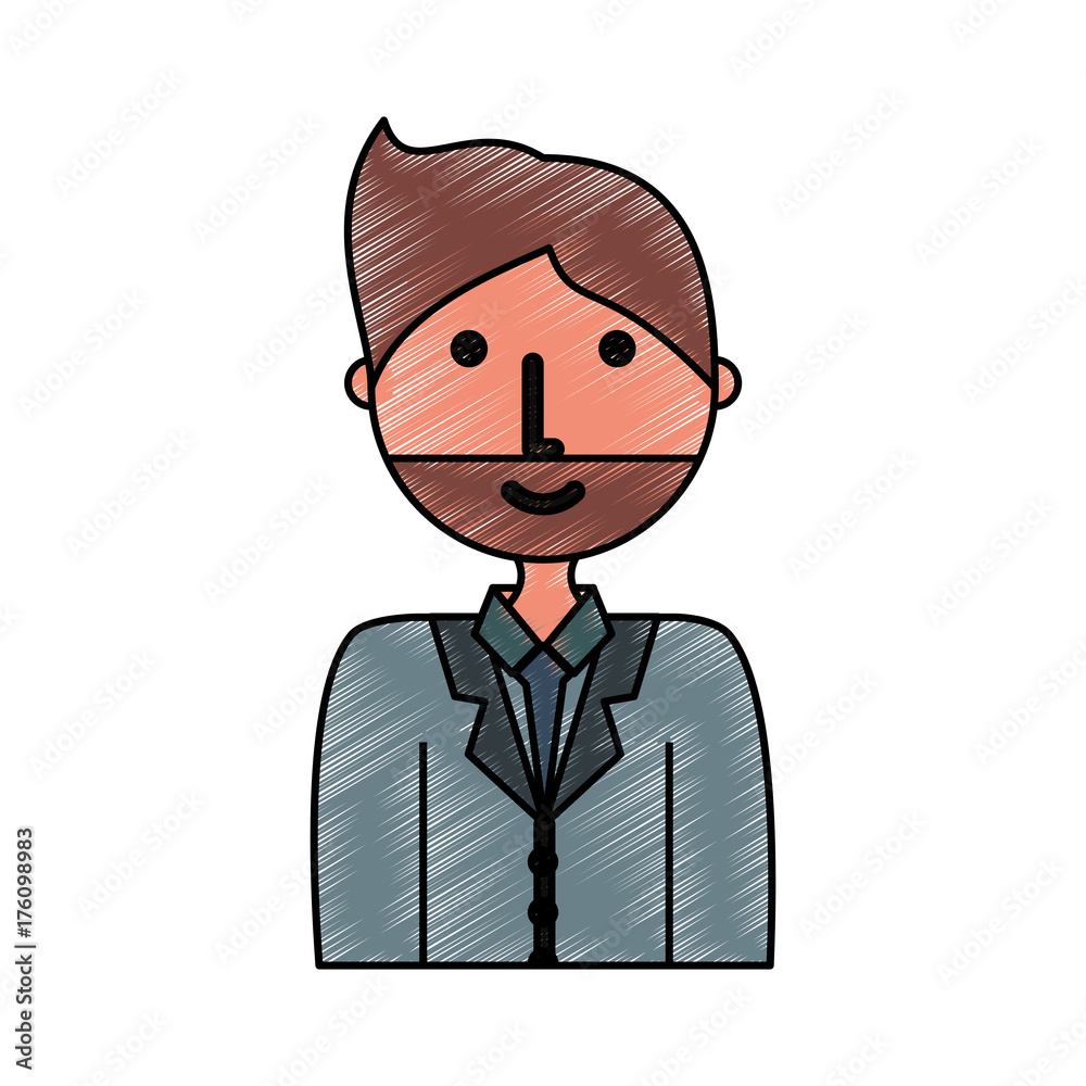 colored man  with beard doodle over white background  vector illustration