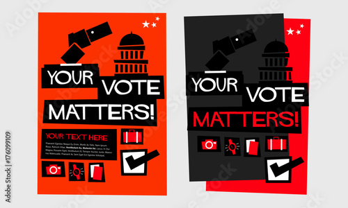 Your Vote Matters! (Flat Style Vector Illustration Quote Poster Design)