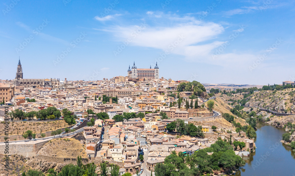 Aerial view of toledo city and alcazar,Spain
