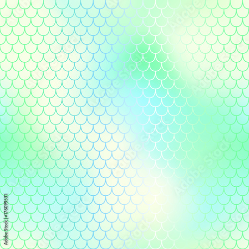 Green yellow fish skin vector background with scale pattern. Mermaid pattern.