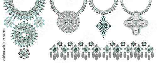Vector Ethnic necklace Embroidery for fashion women.