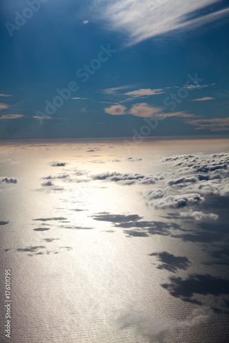 A view of the earth with clouds and the surface of the stratosphere