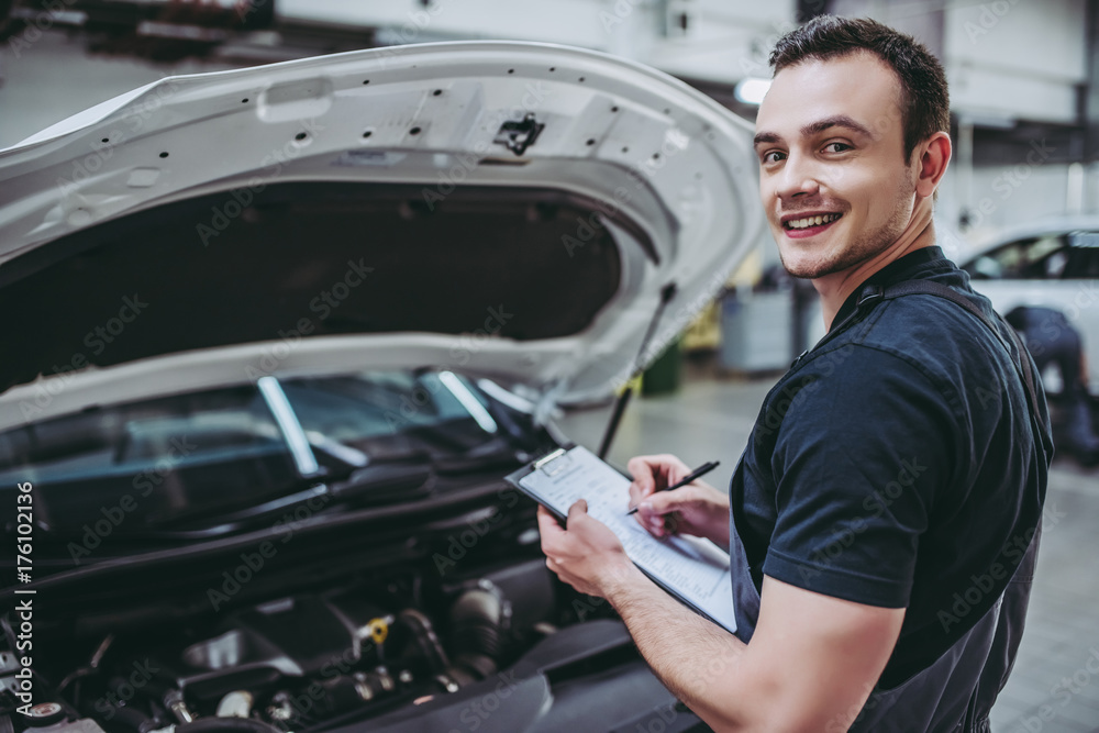 Handsome auto service mechanic Handsome auto service mechanic