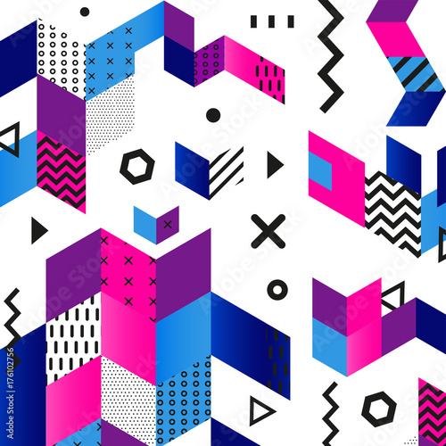 Funky seamless abstract geomertic pattern - modern material design background
