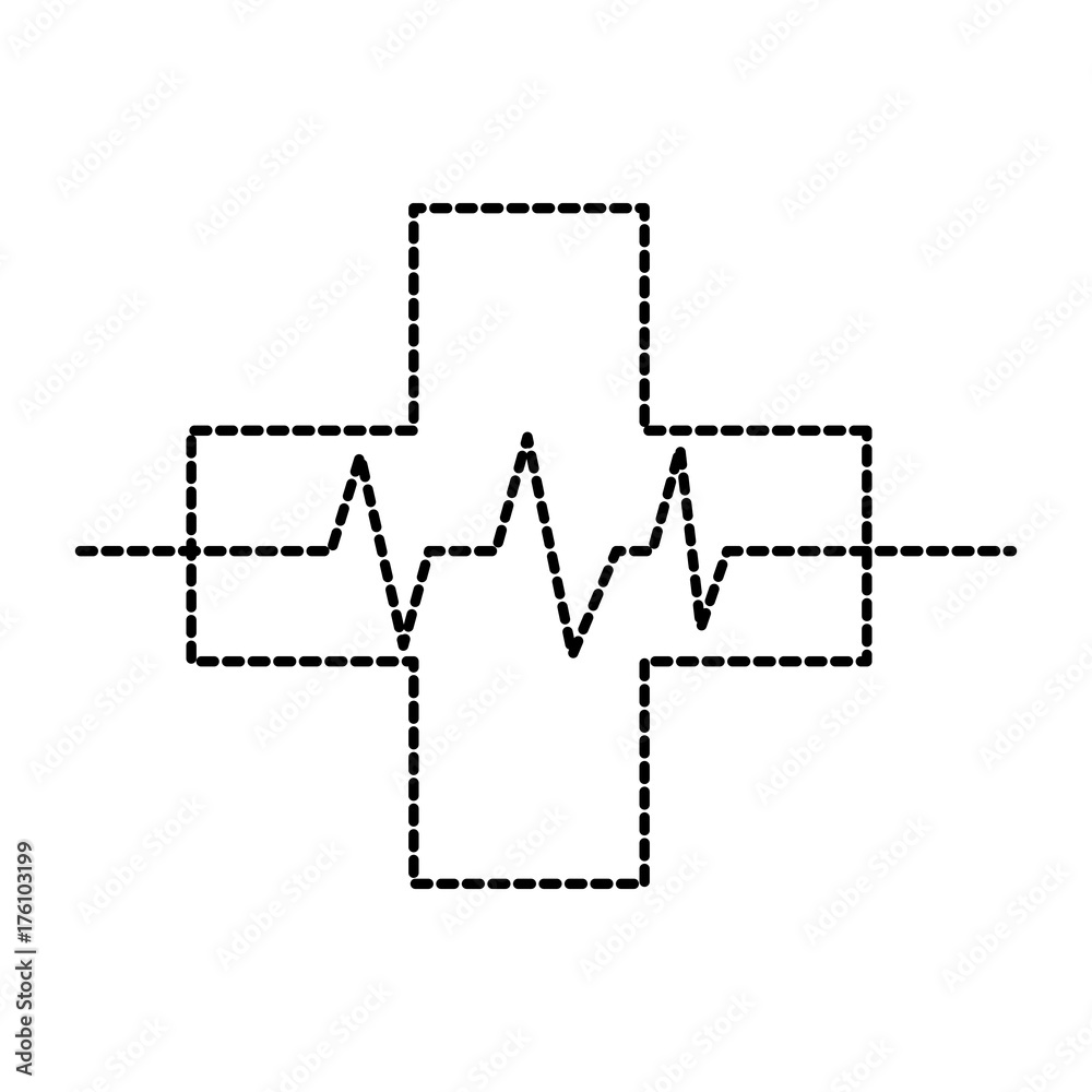medical cross with heart beat healthy
