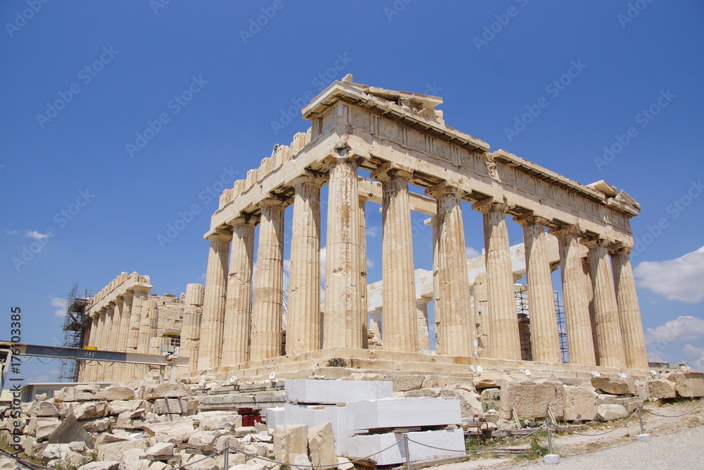 The Parthenon is a former temple, on the Athenian Acropolis, City of Athens, Greece, dedicated to the goddess Athena.