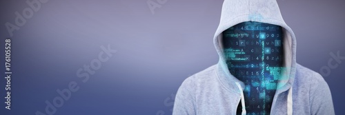 Obraz na plátně Composite image of robber wearing gray hoodie