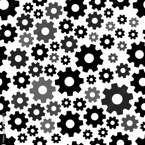 Geometric seamless pattern with black gears. Vector illustration