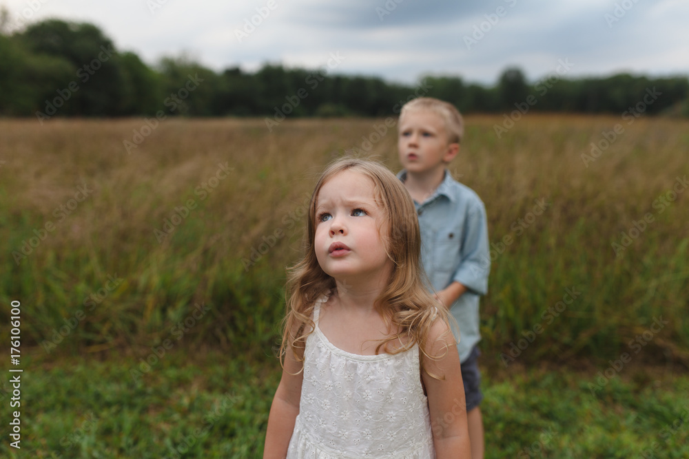 Brother and sister in field Brother and sister in field