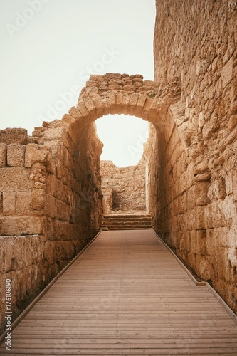 Arch in Caesarea, Israel photo