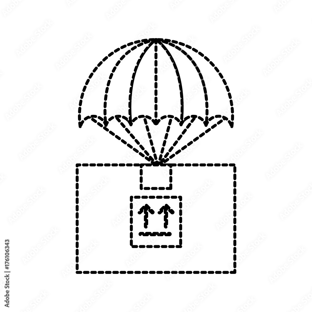 parachute with box carton packing icon