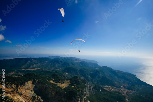 Amazing view of oludeniz with paraglider.