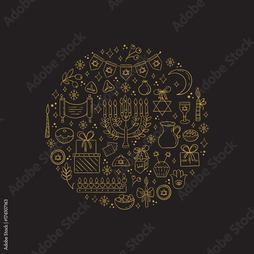 Hanukkah design elements