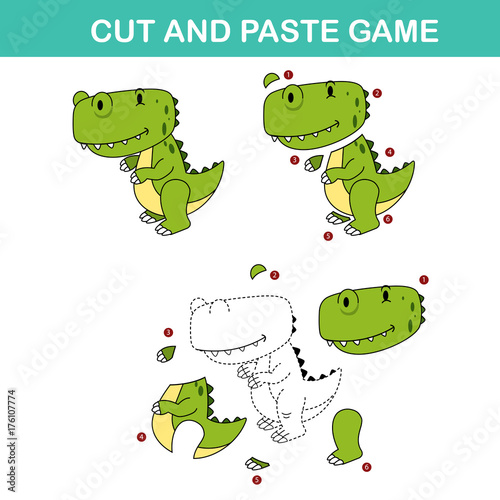 cut and past game,easy educational paper games for kids.illustration