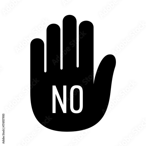 Hand no stop palm open up logo. Simple style.