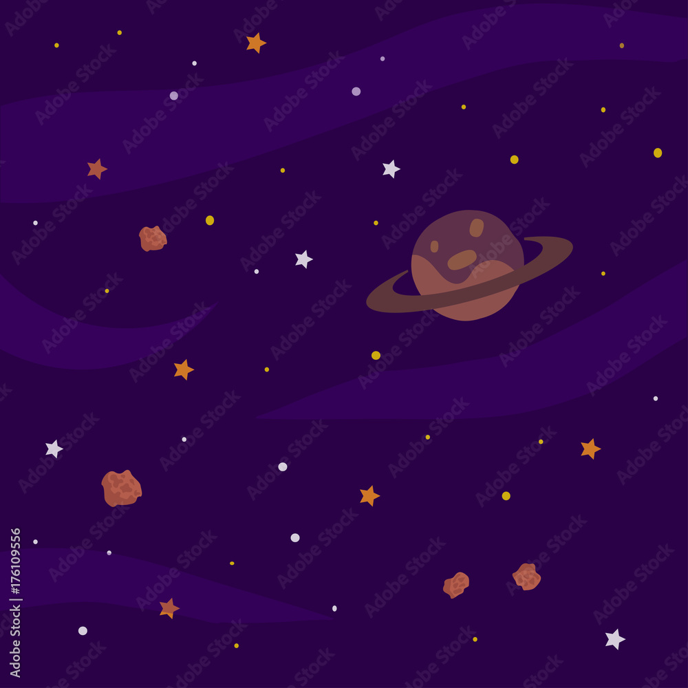 Fototapeta premium Space background with planet, starry sky Vector illustration