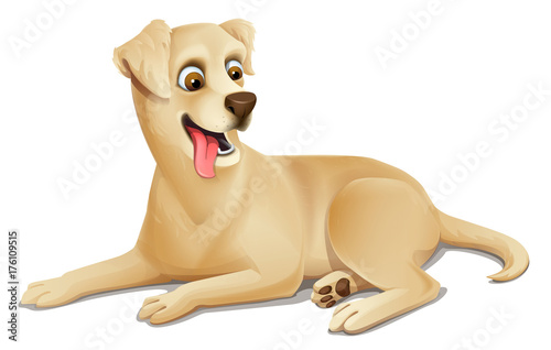 Labrador retriever. Yellow dog. Illustration, vector, isolatad. 3D.