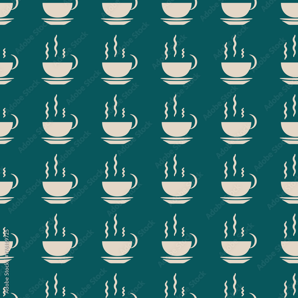 Coffee vector illustration on a seamless pattern background