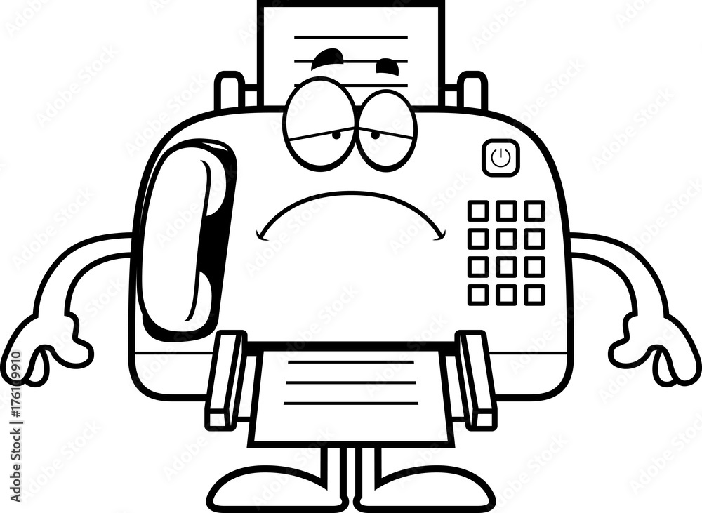 Vecteur Stock Sad Cartoon Fax Machine | Adobe Stock