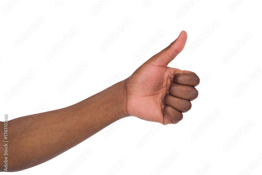 African american hand making thumb up gesture African american hand making thumb up gesture